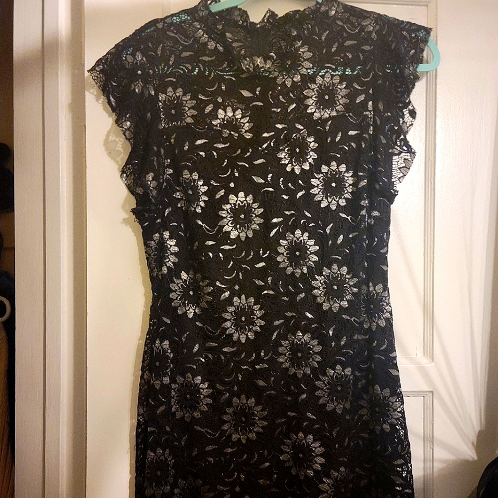 Black Lace Flower Dress